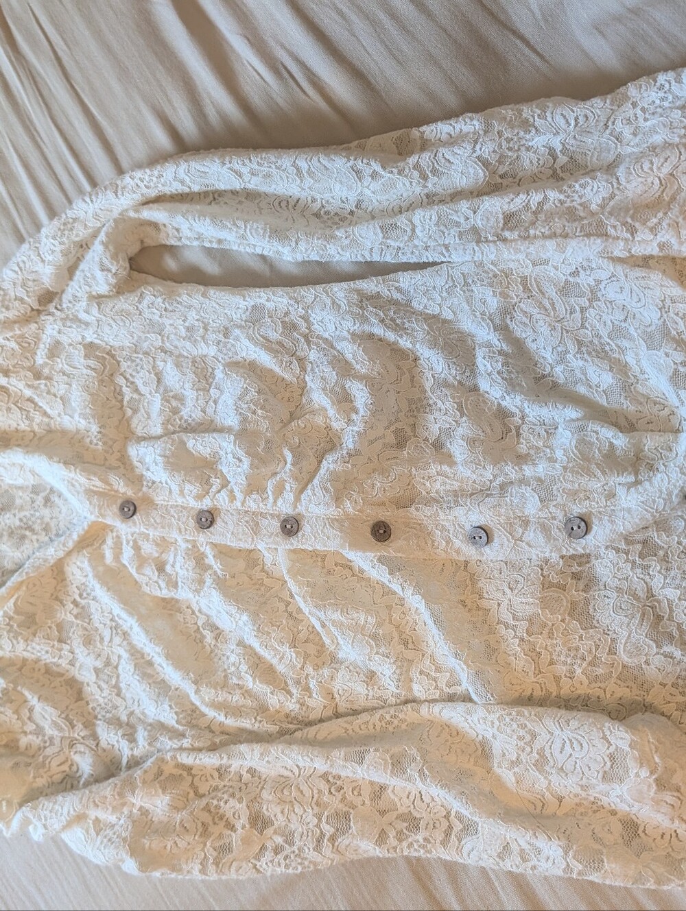 Altar'd State Ivory Lace Button-Front Blazer
